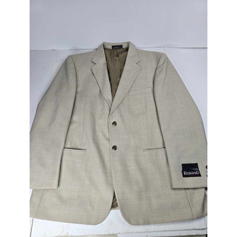 Bill Blass Sport Coat Mark Suit Blazer 46R Mens Beige Polyester Wool Gottschalks